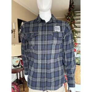 Bold Rock Hard Cider Men's Sz Large Blue Gray Flannel Button‎ Down Shirt